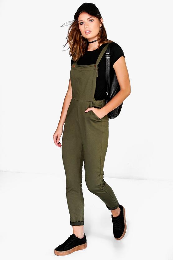 Sophia Khaki Denim Dungarees